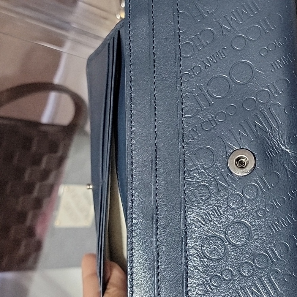 Jimmy Choo Blue Embossed Wallet - Picture 8 of 11